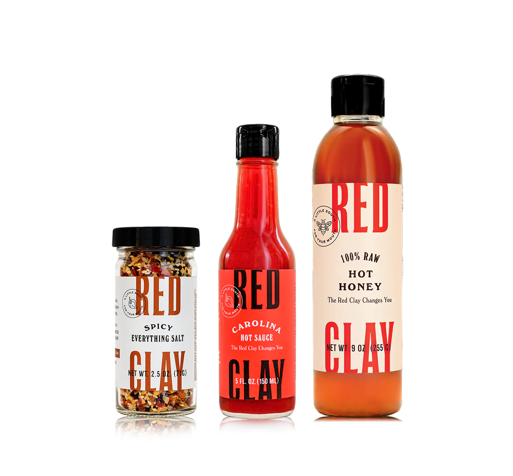 Red Clay 3-pack box: Carolina Hot Sauce, Hot Honey, Spicy Everything Salt