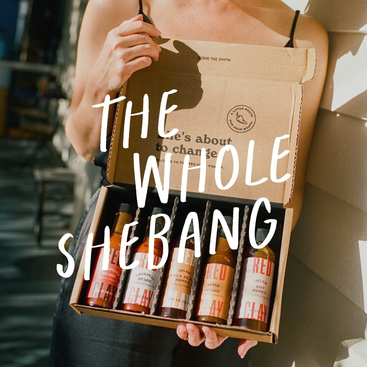 Red Clay 5-pack box: Hot Honey, Original Hot Sauce, Carolina Hot Sauce, Spicy Everything Salt, Spicy Margarita Salt